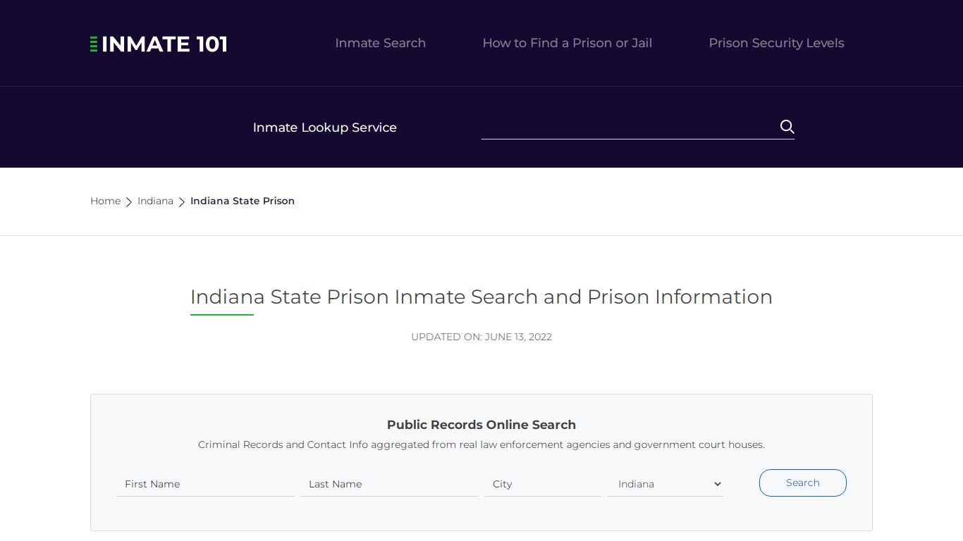 Indiana State Prison Inmate Search, Visitation, Phone no ...